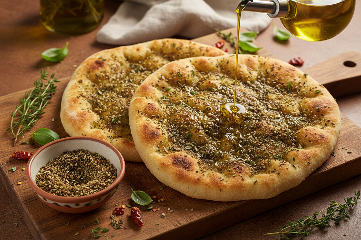 Manakish cu za'atar - pâine libaneză aromată