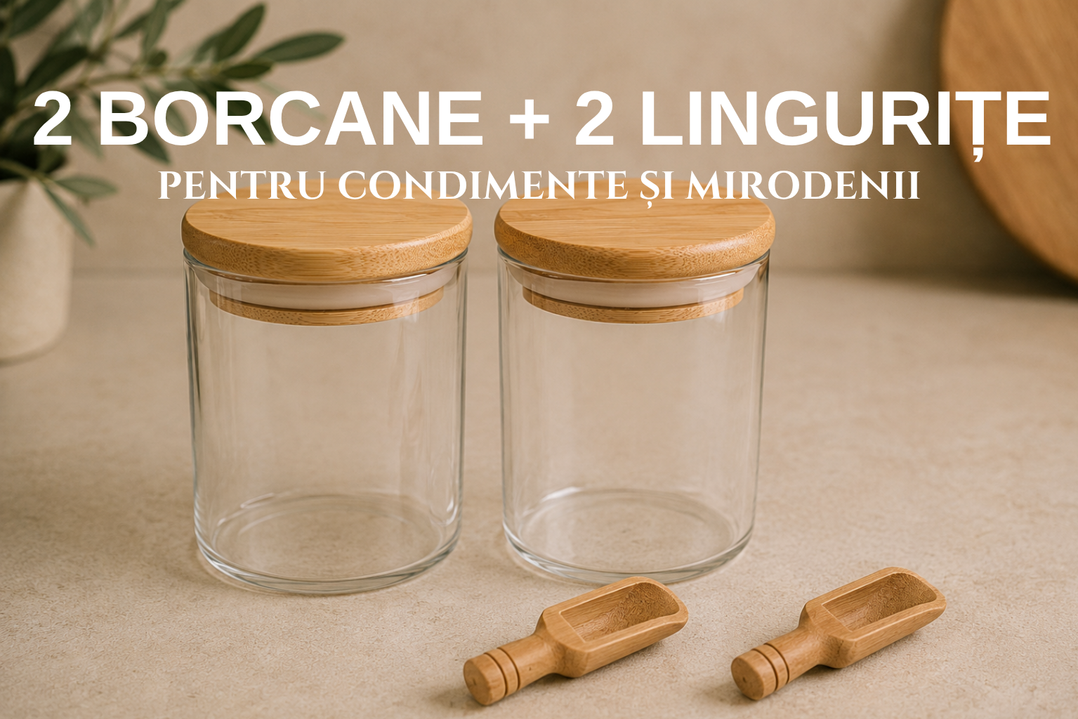 Set 2 Borcane + 2 Lingurițe pentru Condimente și Mirodenii
