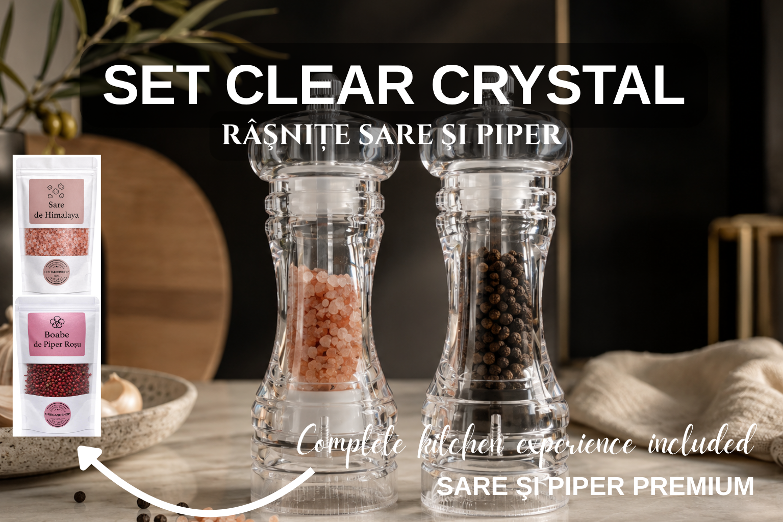 Set Clear Crystal – Râșnițe Sare și Piper